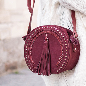 sac rond cloutes bordeaux pretty wire