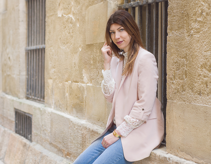 look rose nude dentelle romantique