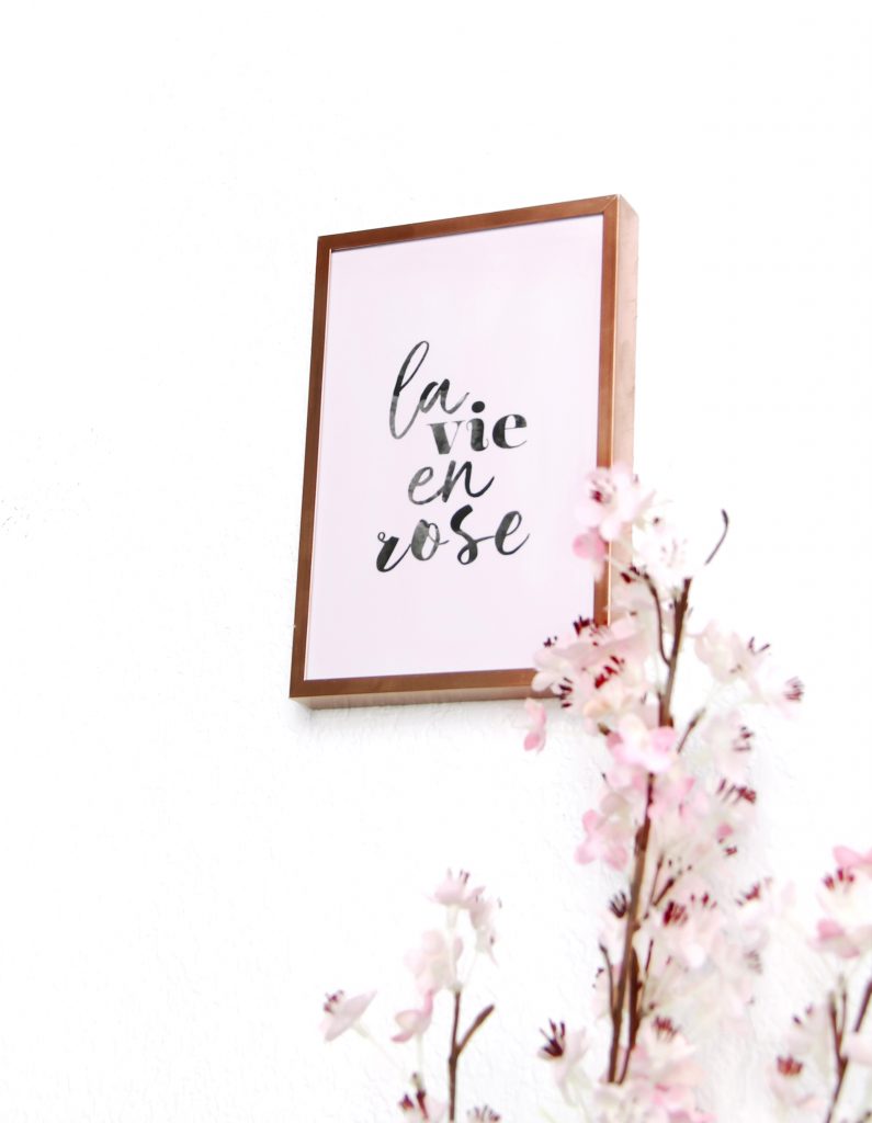 carte decoration fille, la vie en rose