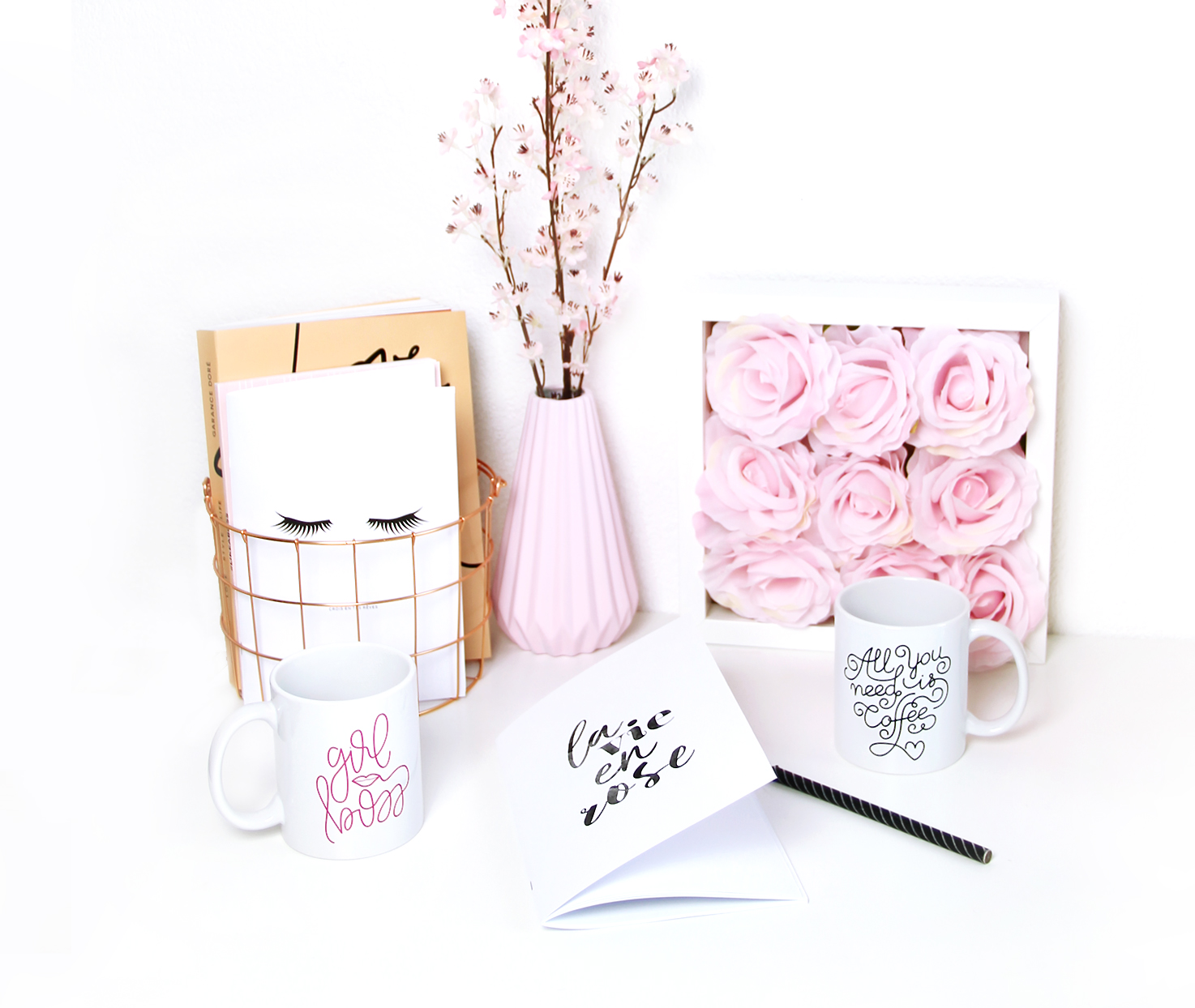 deco girl rose printemps