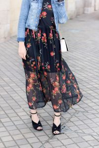 look robe longue fleurs printemps