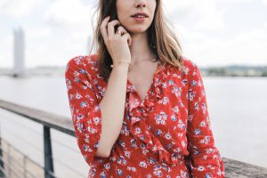 robe rouge a fleurs pimkie