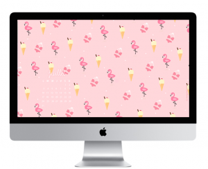 wallpaper calendrier flamant rose - glace - summer