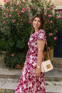 longue robe rouge floral