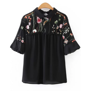 blouse noir broderie