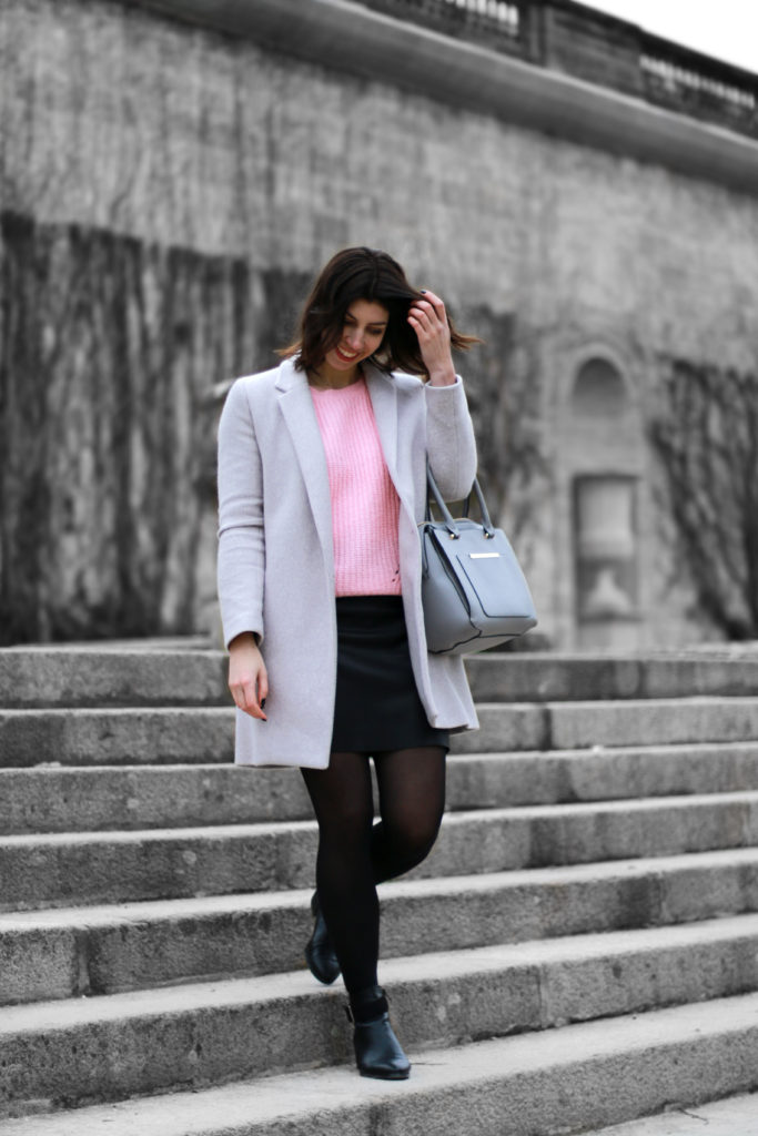 look hiver manteau doudou gris