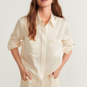 chemise soie mango beige