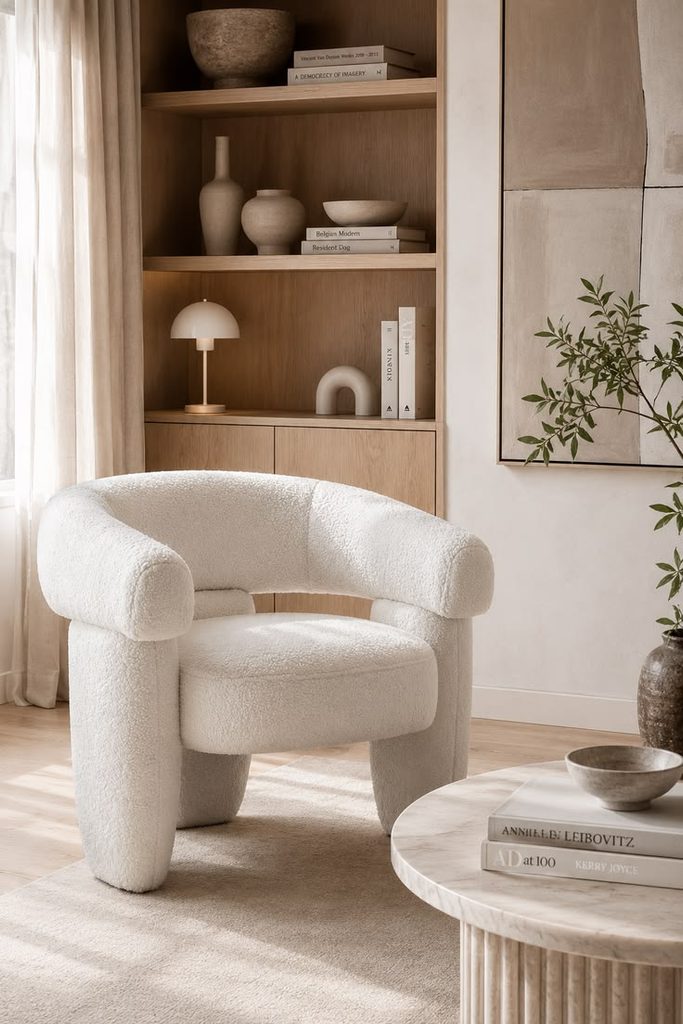 fauteuil en laine bouclette